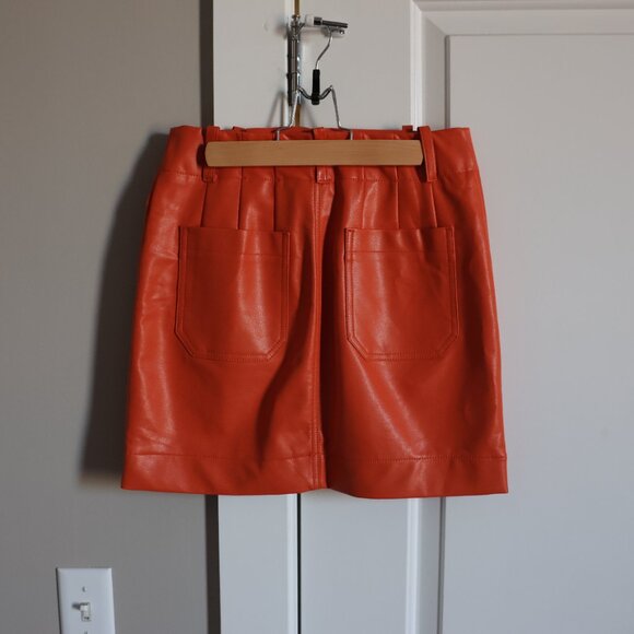 Orange Faux Leather Maeve Mini Skirt X-Small - Picture 2 of 10